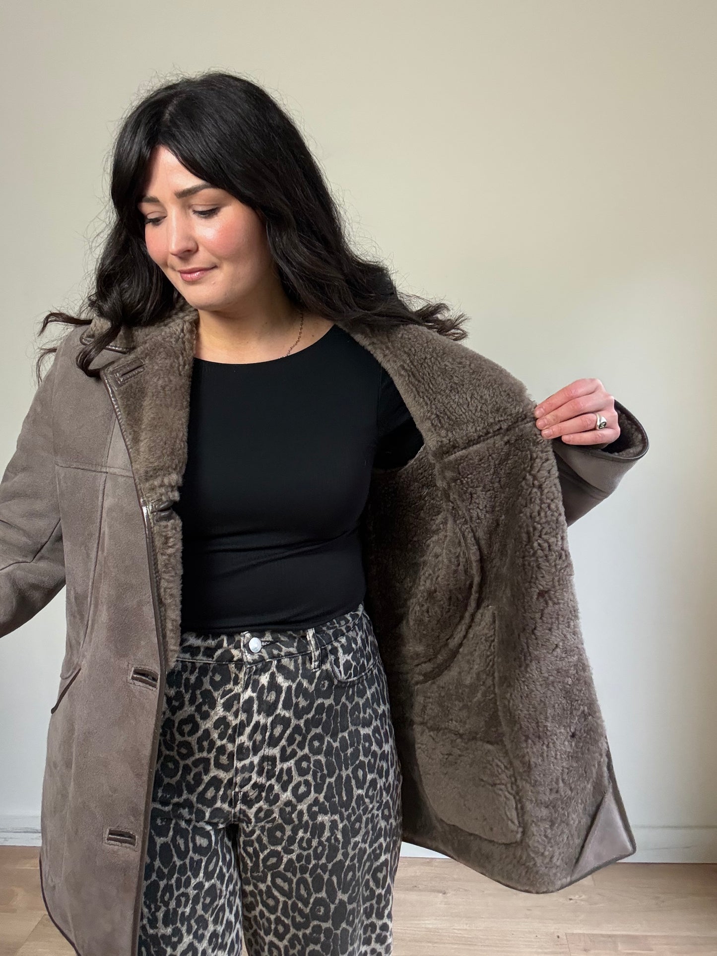 Vintage Genuine Shearling & Suede Coat, M/L