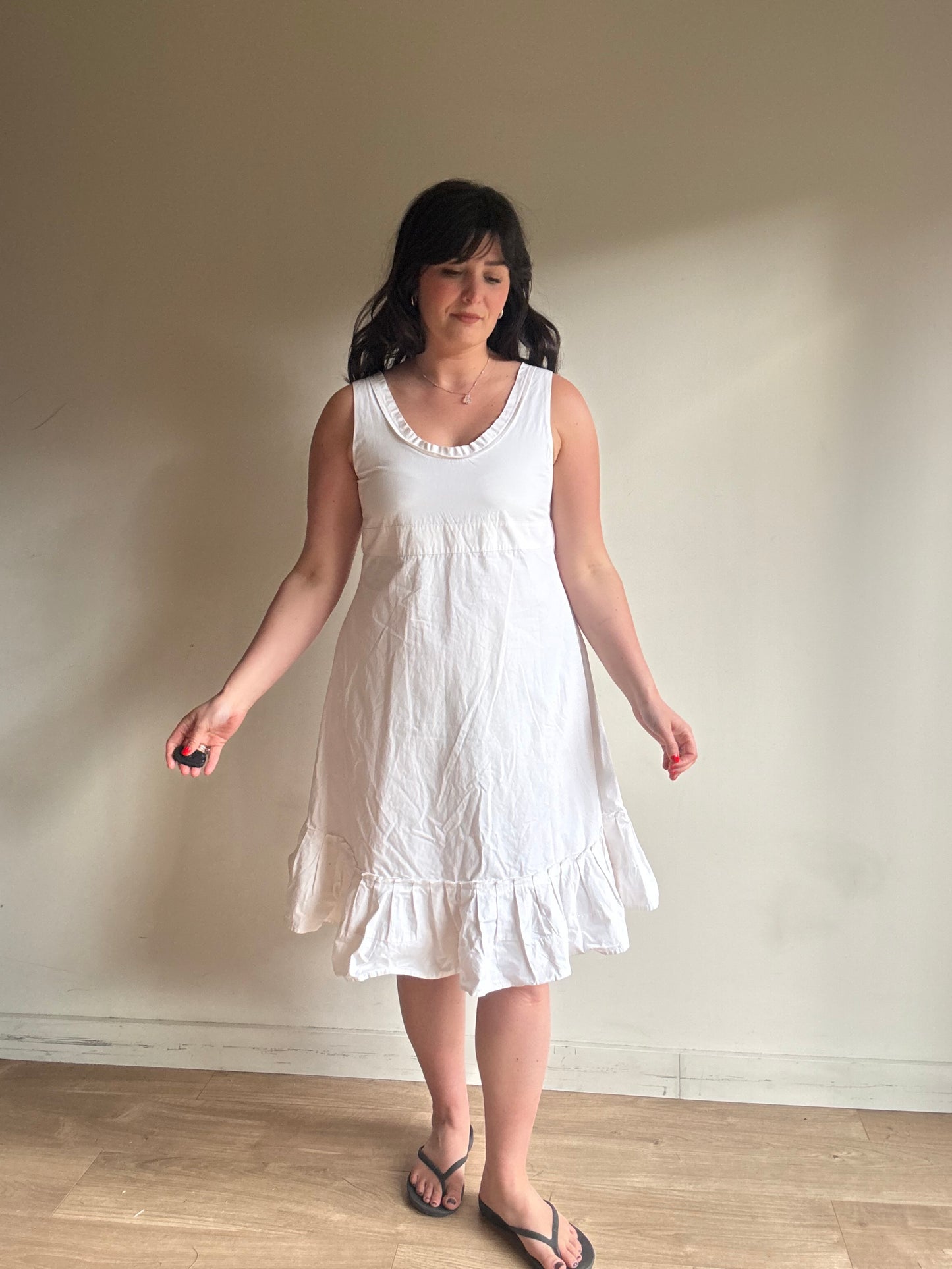 White Cabbages and Roses Cotton Frill Sun Dress, 12