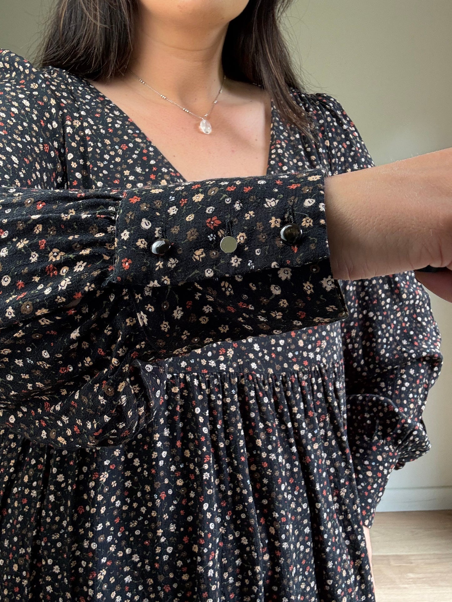 Sezane Ditsy Floral Tiered Dress, 14