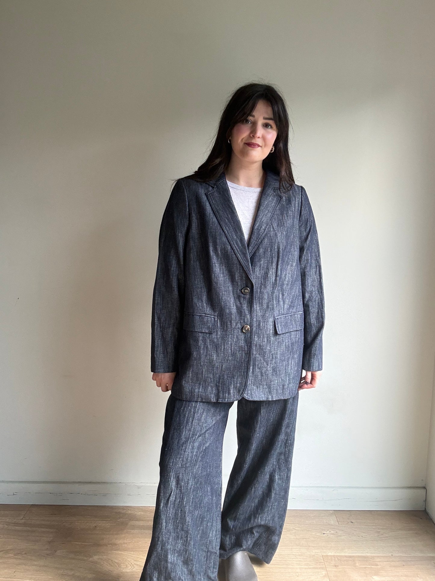 M&S Suit Chambray Denim Effect Suit, 18