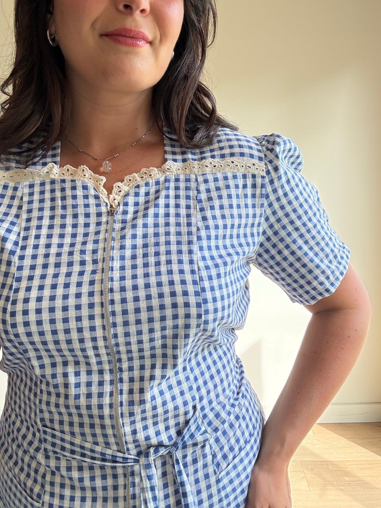 Vintage Handmade Gingham Dress, M