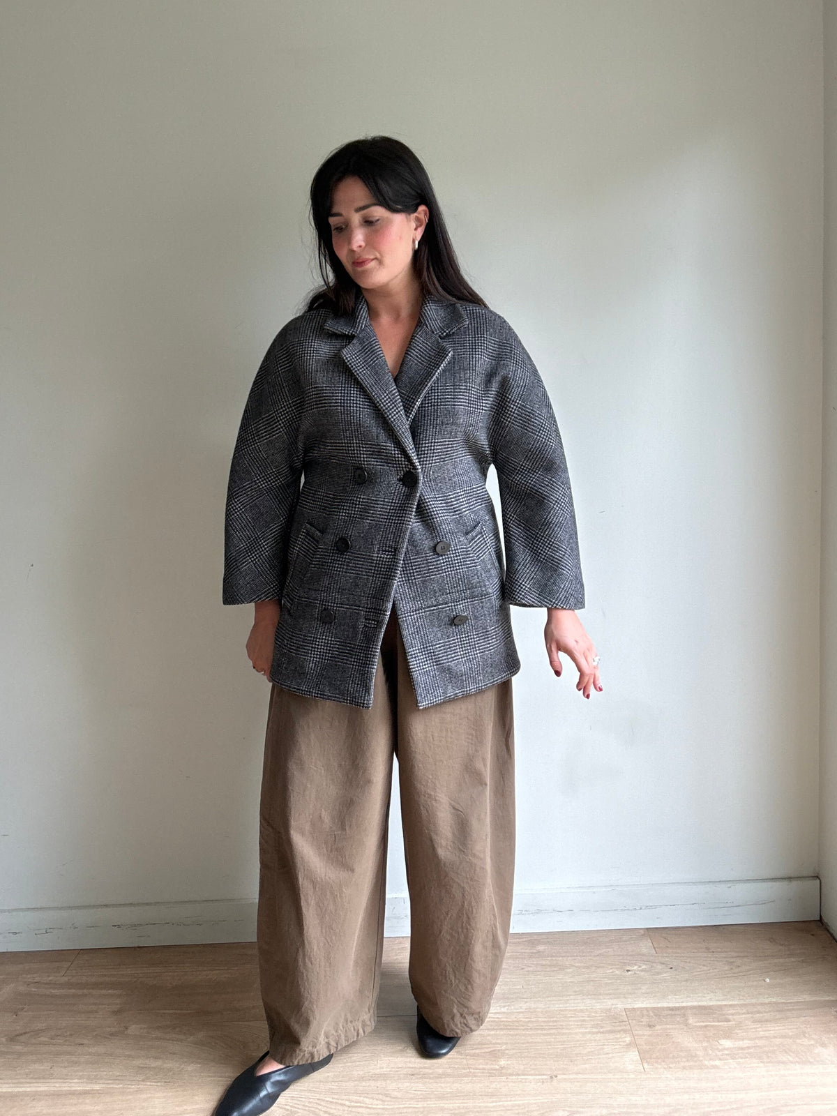 Sandro Wool Mix Check Jacket, 36 - Small