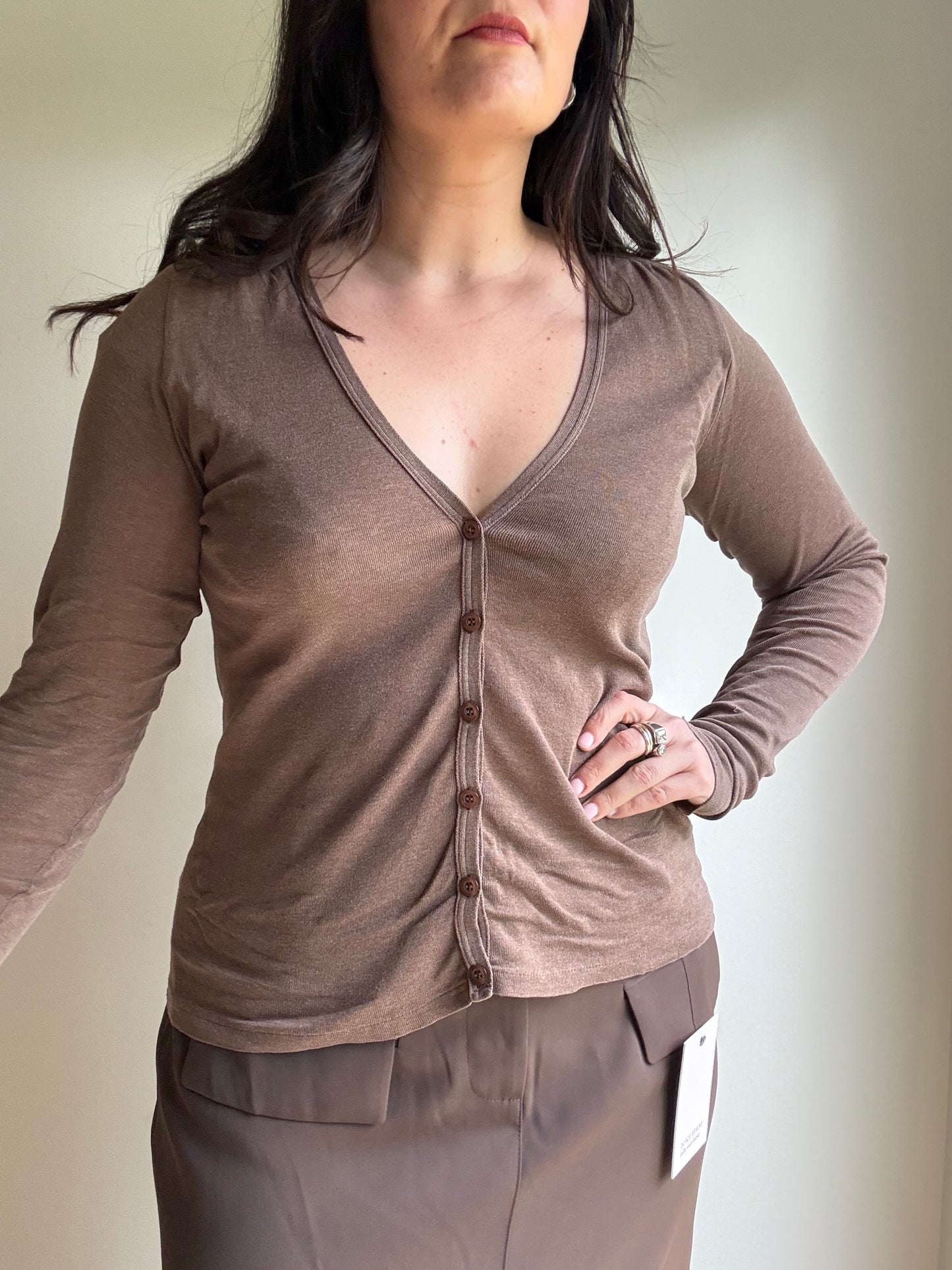 Vanessa Bruno Cotton Button Up Cardigan, 3 L