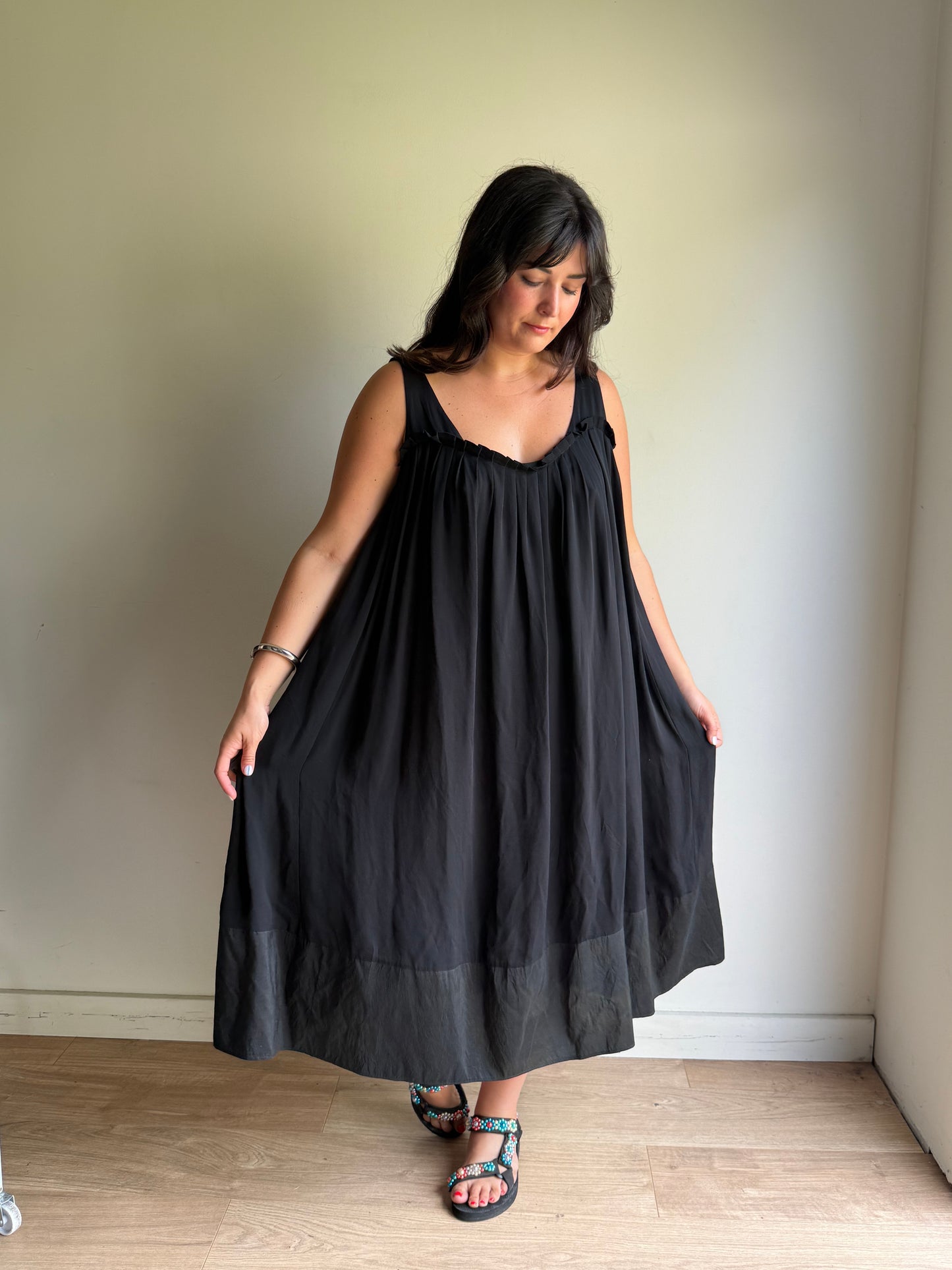 Vintage Nicole Farhi Pure Silk Pleated Panel Dress, 16