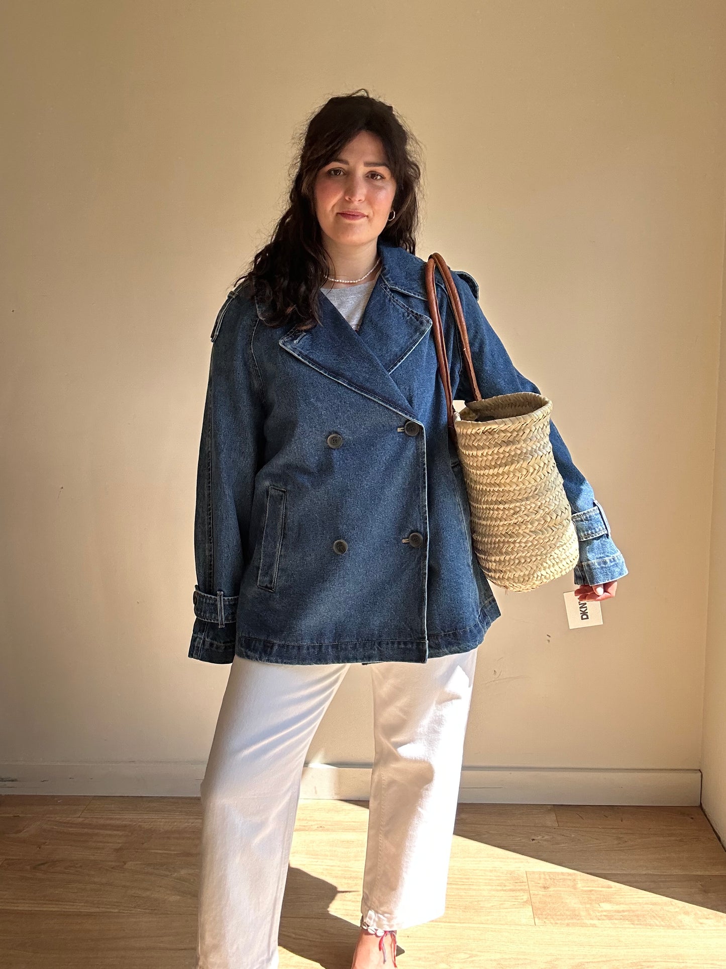 DKNY NEW Collared Denim Jacket, L