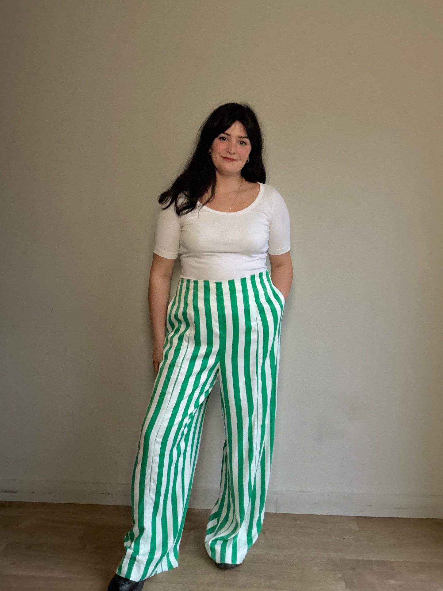 Boden Stripe Satin High Waist Trousers, 16