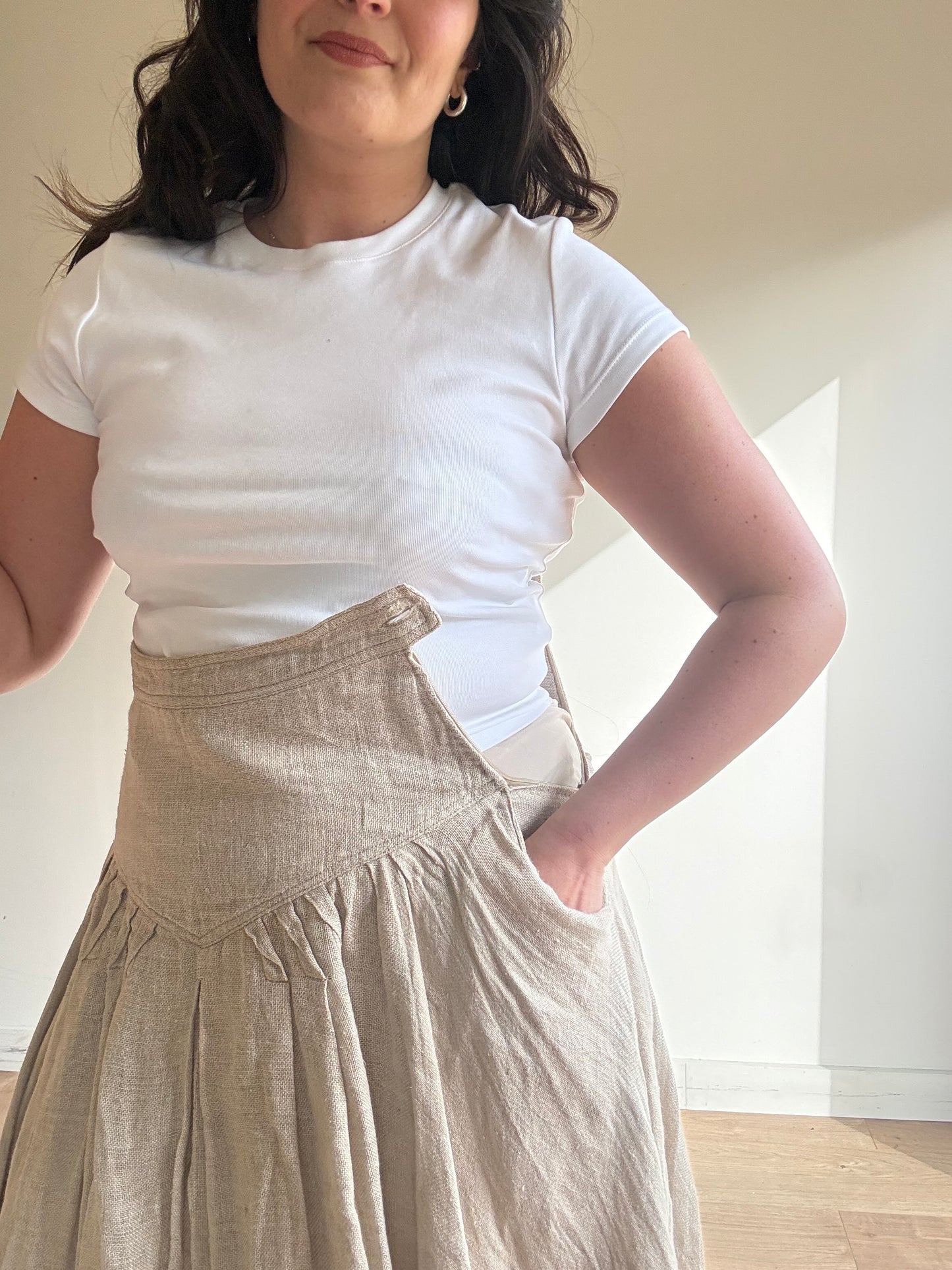 Vintage Umberto Ginocchietti Italian Linen Pleated Skirt, 8