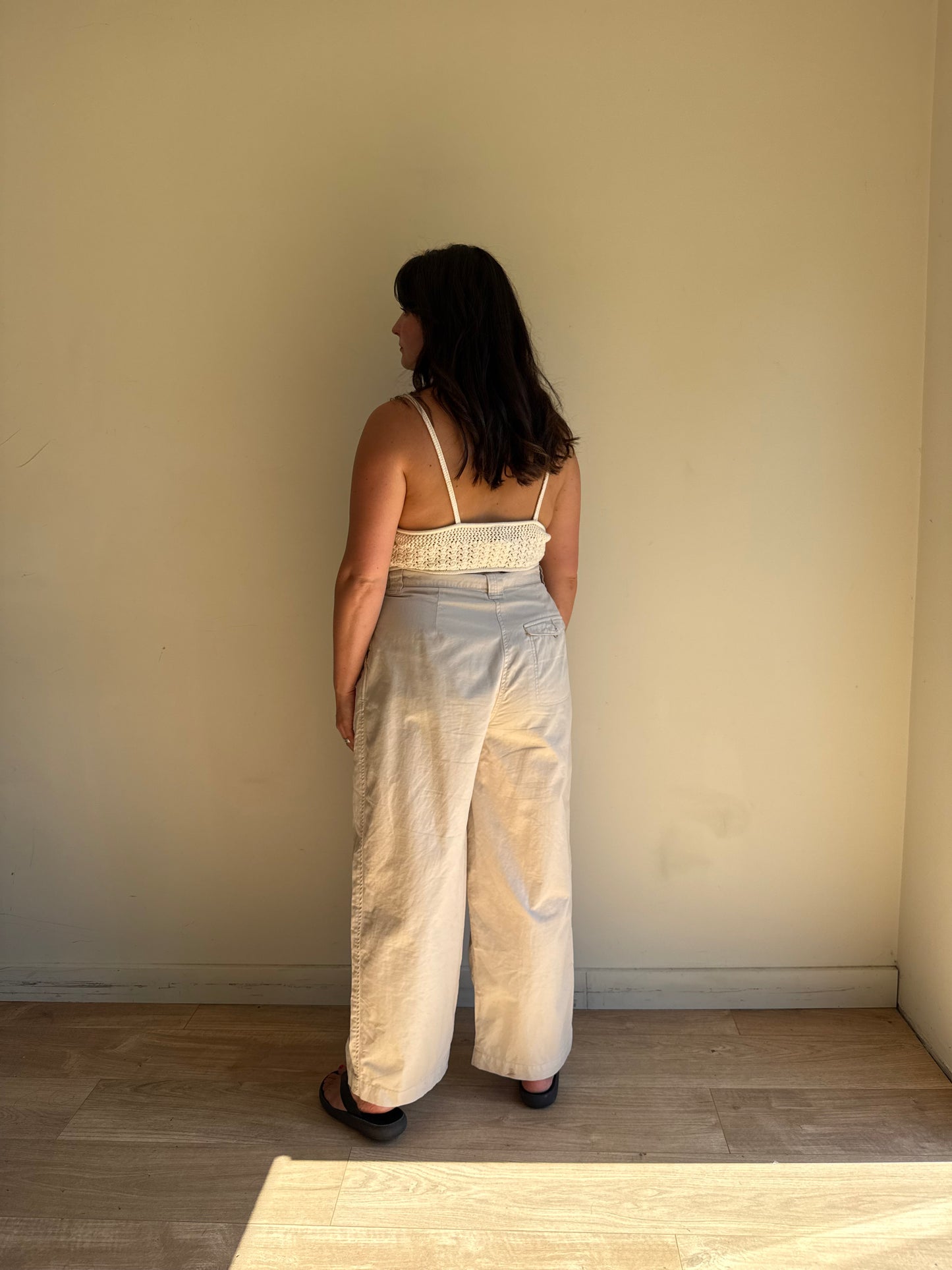 Toast Cotton & Linen Wide Leg Trousers, 14