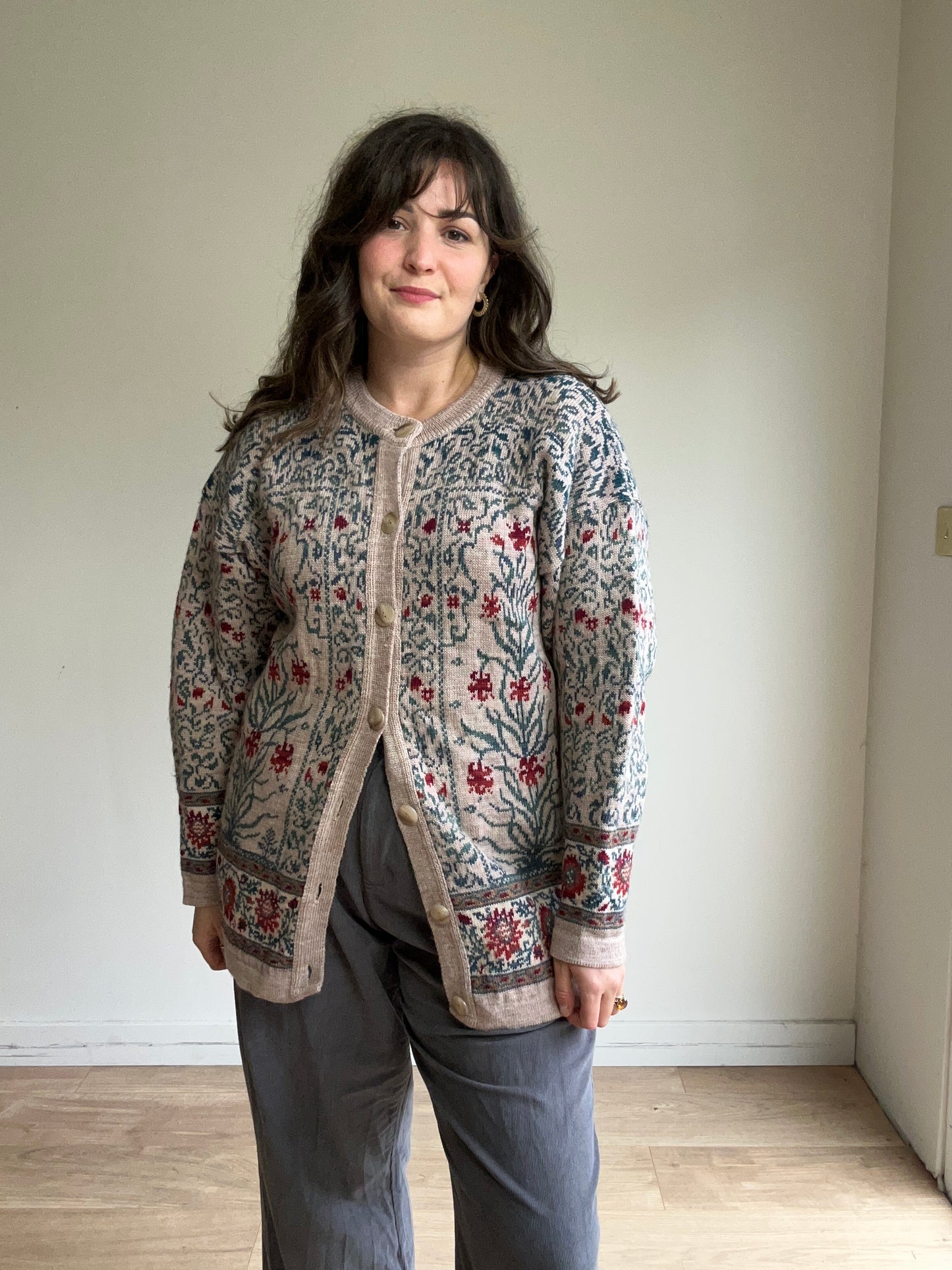 Vintage Pure Wool Tapestry Cardigan, XL