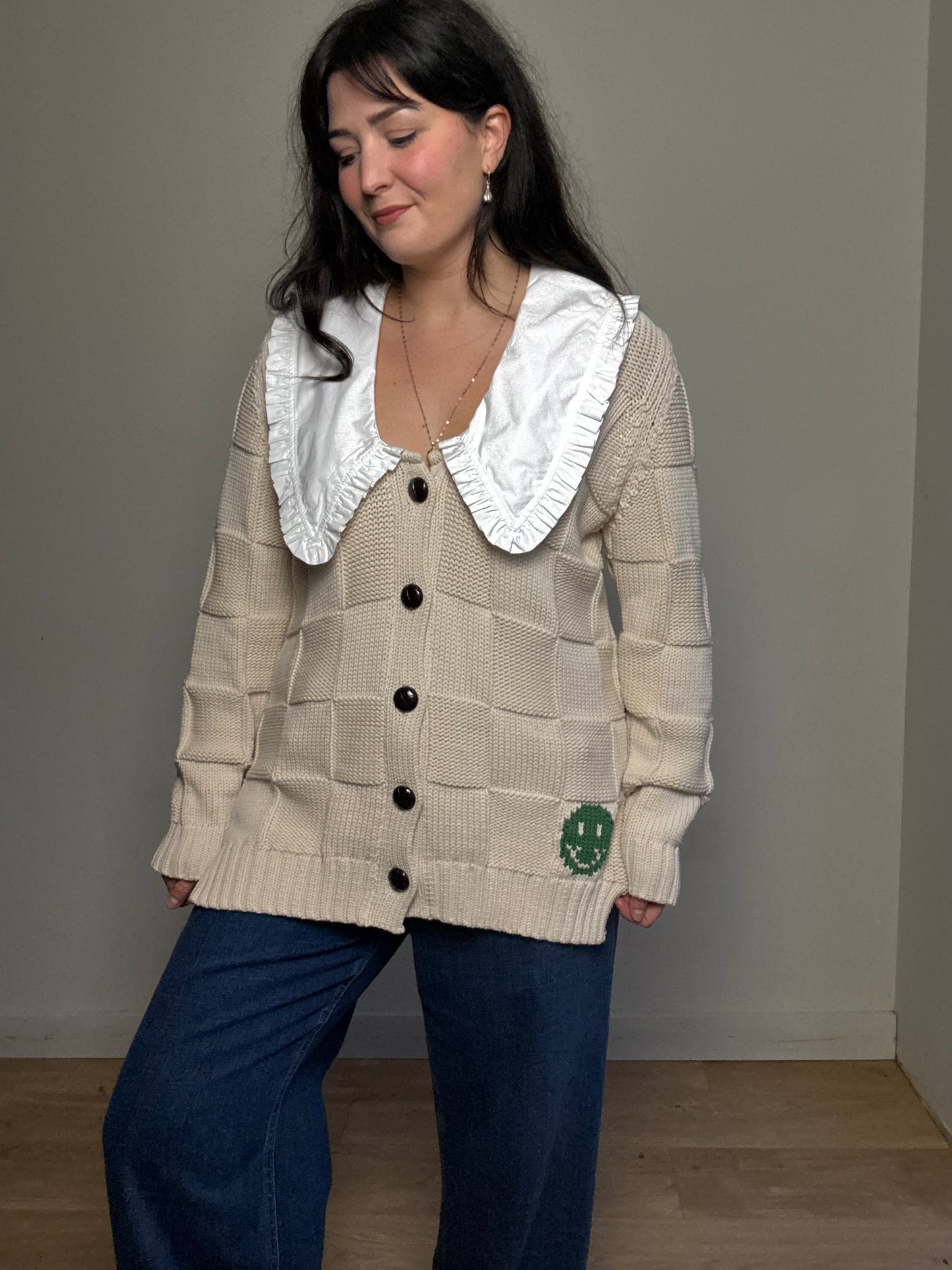 Ganni Cotton Long Collared Cardigan, M/L