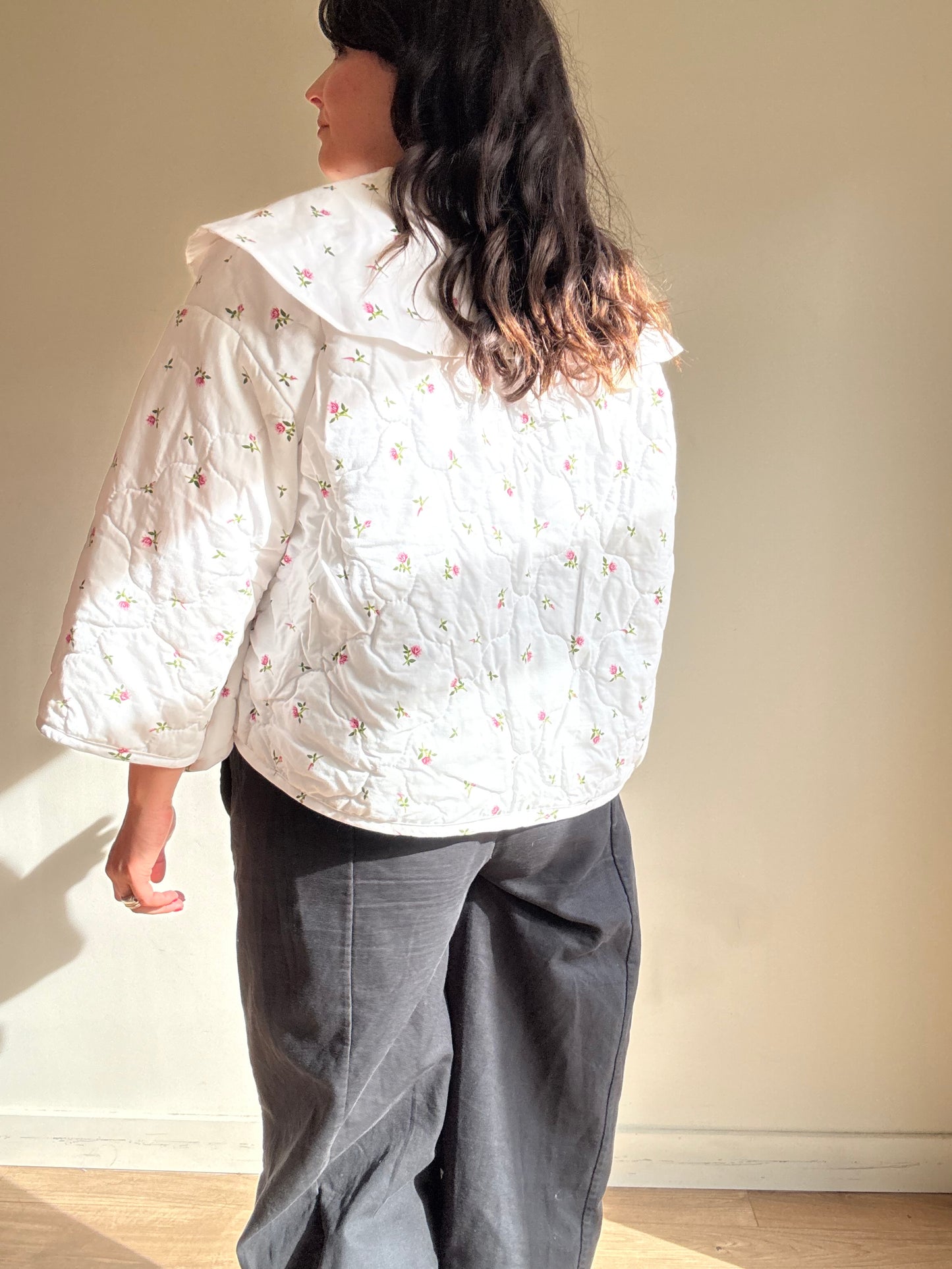 Sister Ellen Handmade Quilted Jacket with Collar, XL