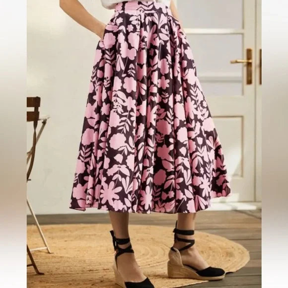 Boden Floral Midi Skirt - NEW - Size 8