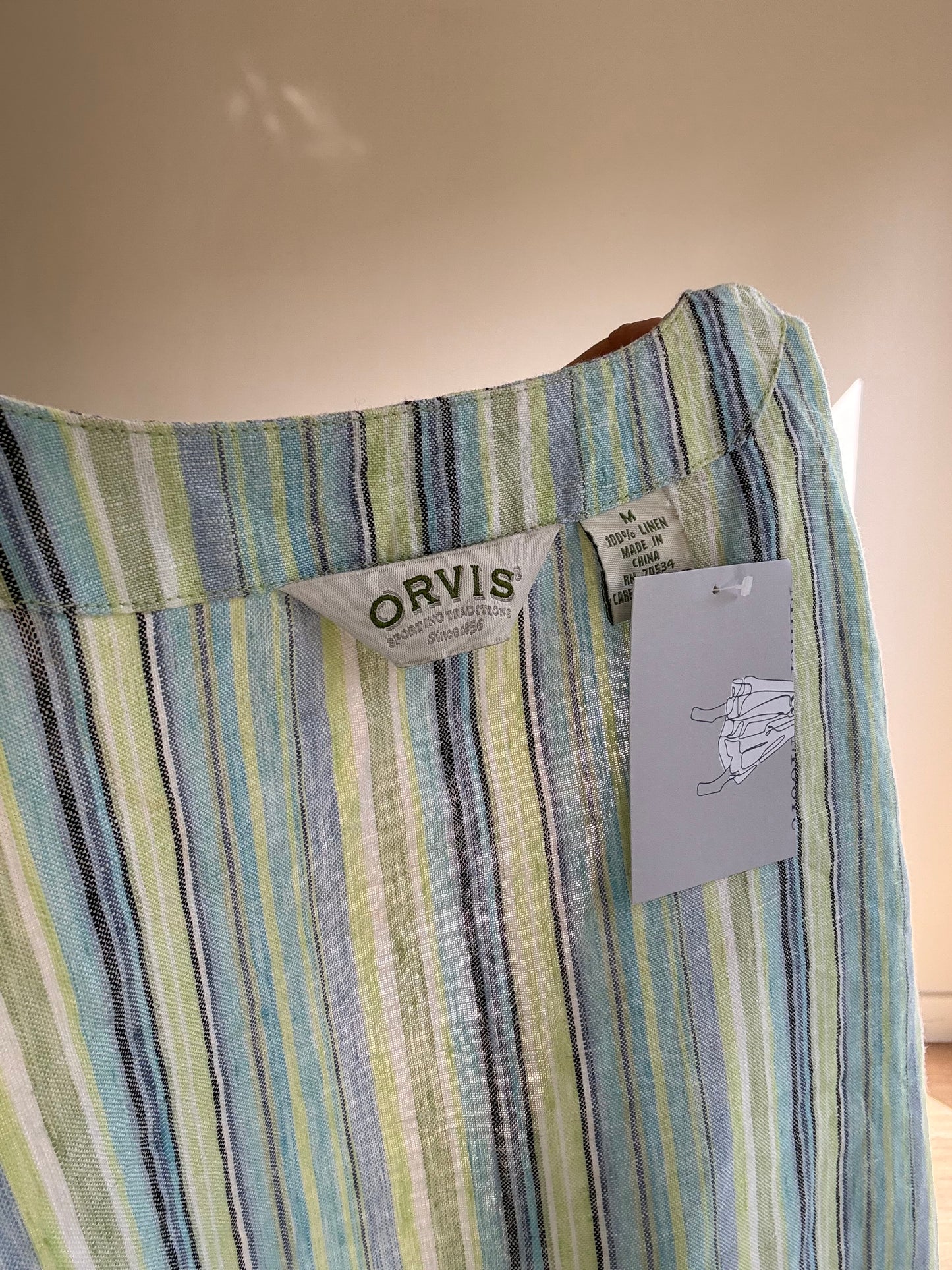 Vintage Orvis Pure Linen Stripe Waistcoat, M