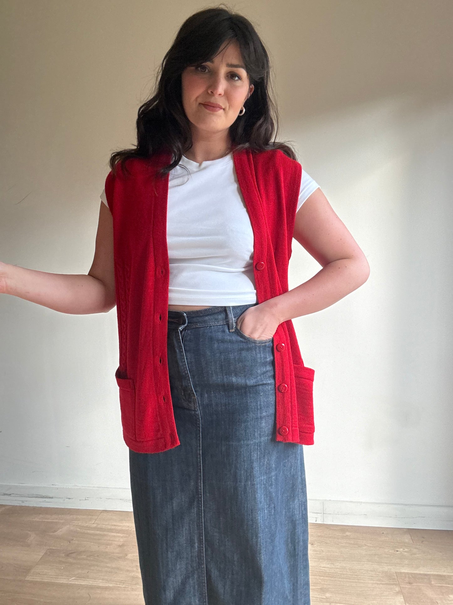 Vintage Canda Wool Mix Vest Cardigan, M/L