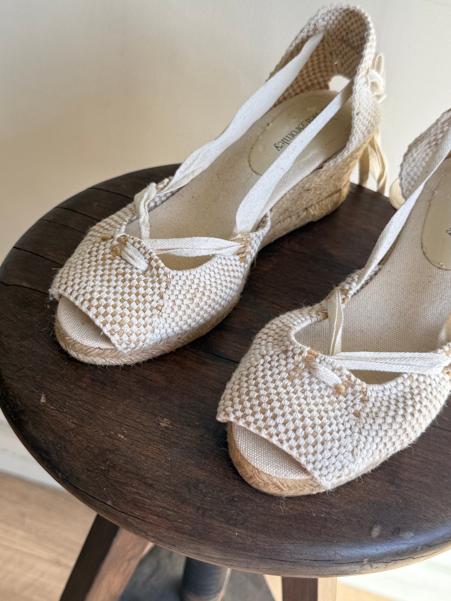 Russell & Bromley Woven Cotton Espadrille Wedges, 38