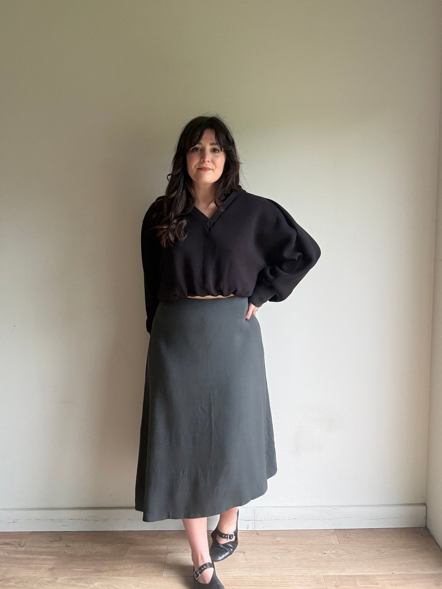 OSKA NEW Slanted Hem Midi Skirt, 3 (UK 14-16)
