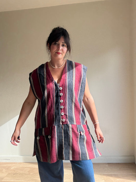 Vintage Wool Stripe Waistcoat, XL-XXL