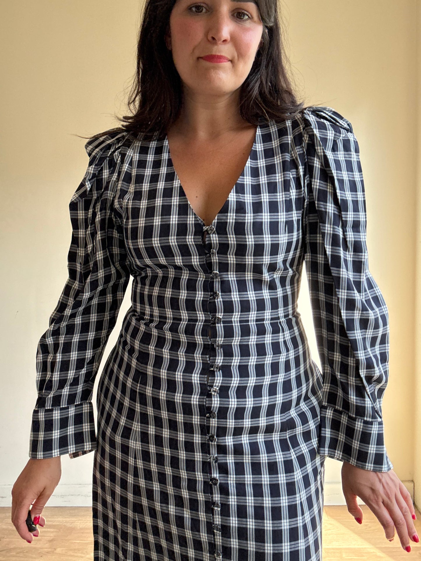 Mr Larkin Check Button Up Maxi Dress, L