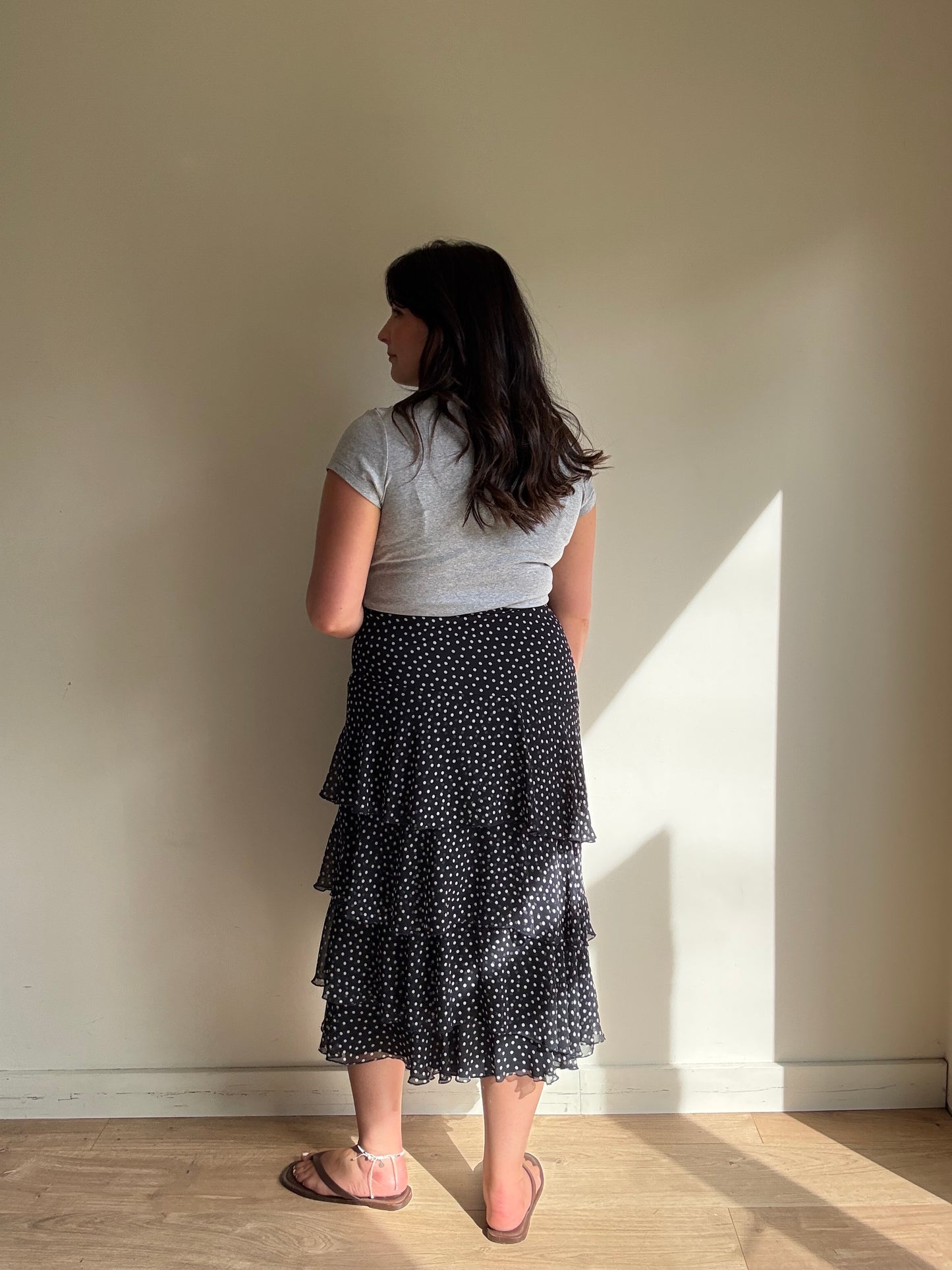 Vintage Betty Barclay Polka Dot Frill Skirt, 12