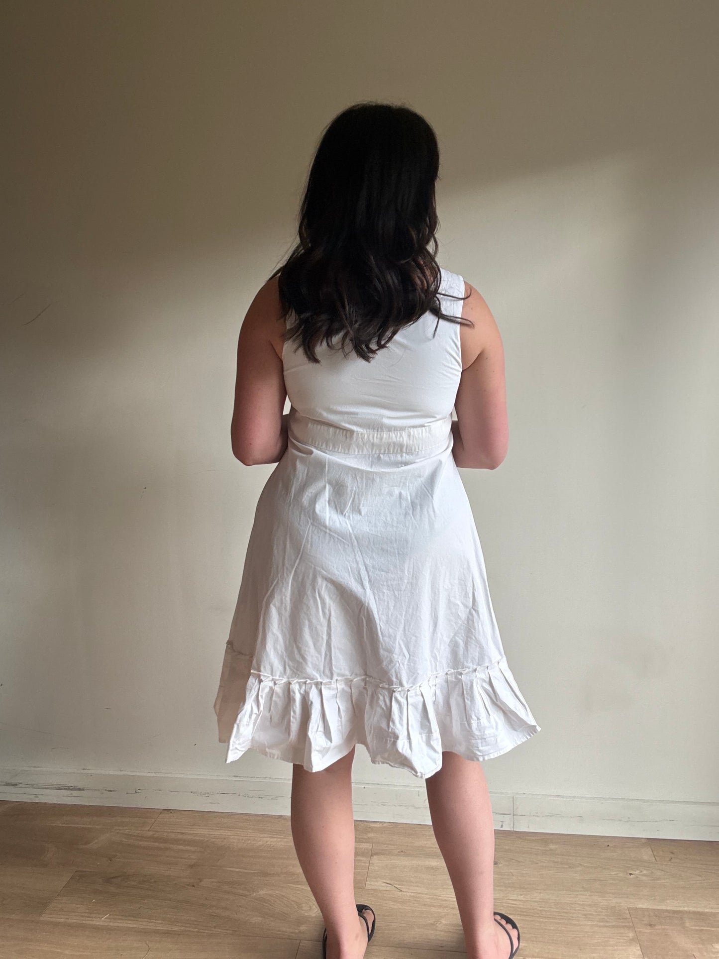 White Cabbages and Roses Cotton Frill Sun Dress, 12