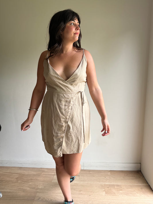 & Other Stories Linen Mix Wrap Dress, 10-12