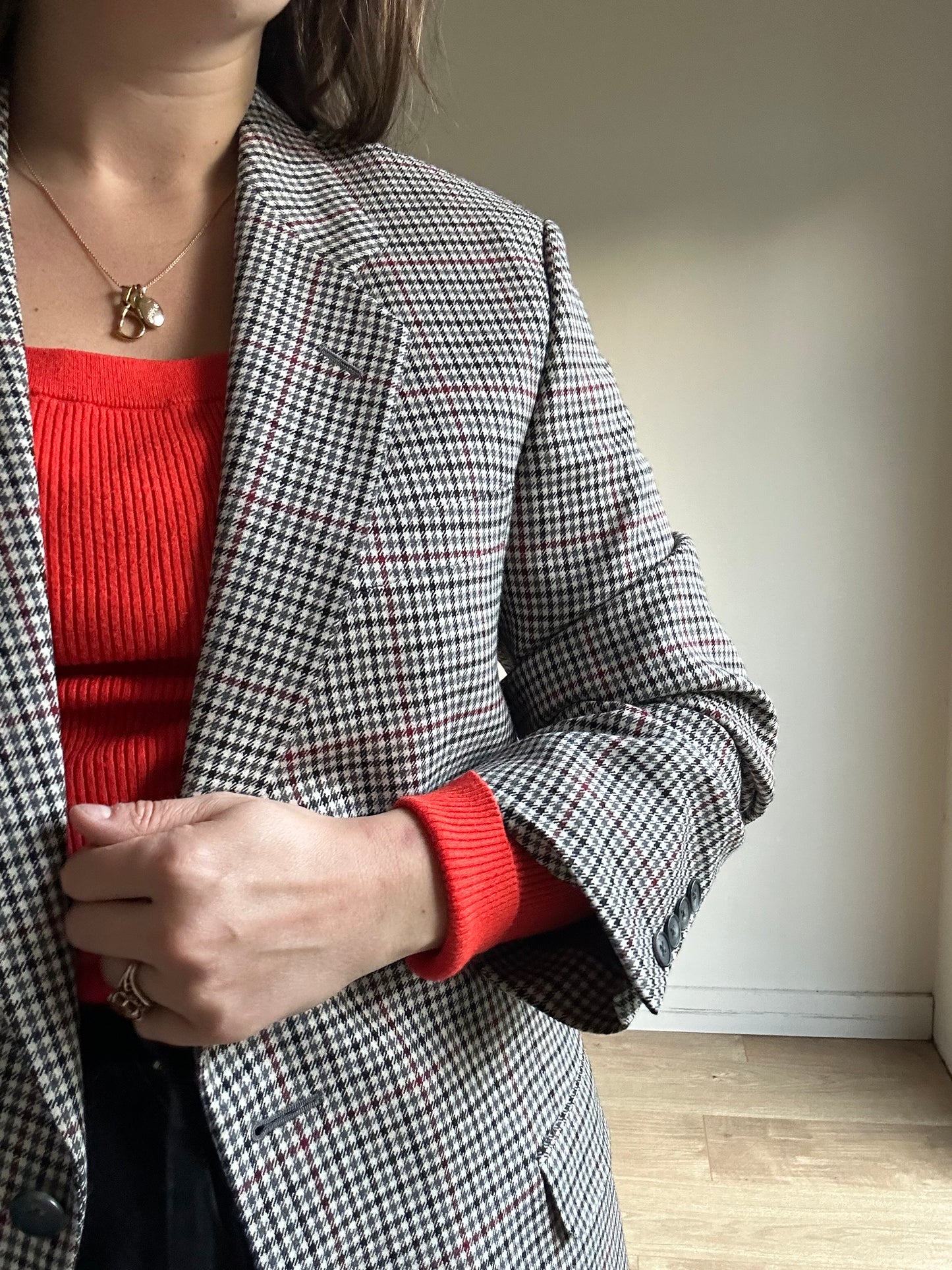 Vintage St Michael Pure Wool Houndstooth Check Blazer, 12