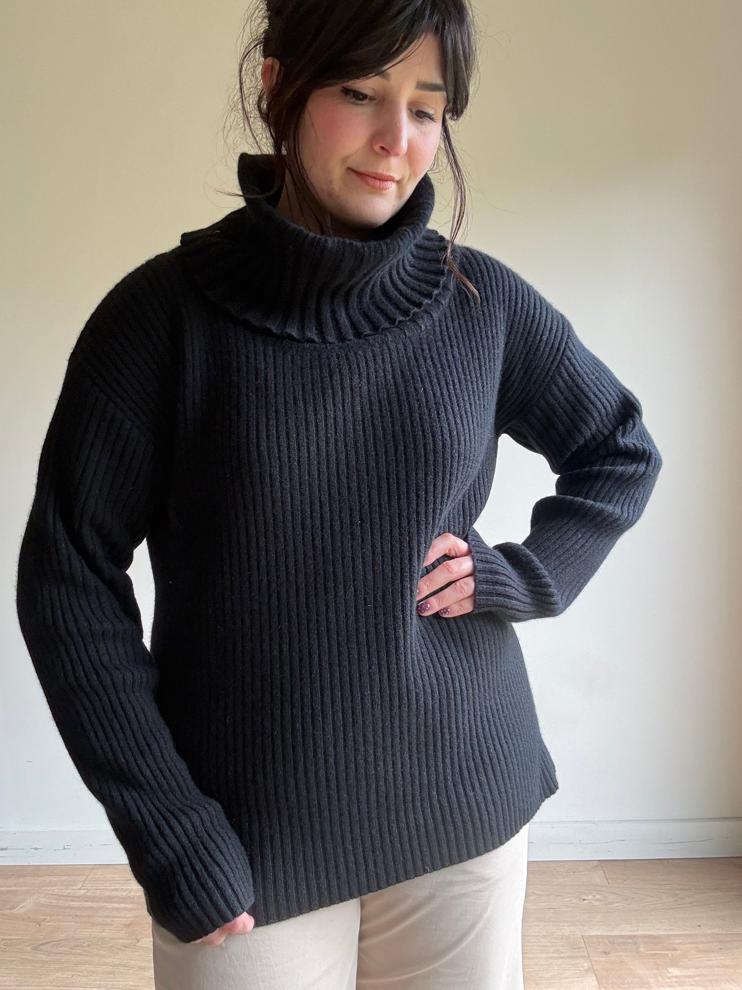 Banana Republic Cashmere Ribbed Turtle Neck Jumper, XL