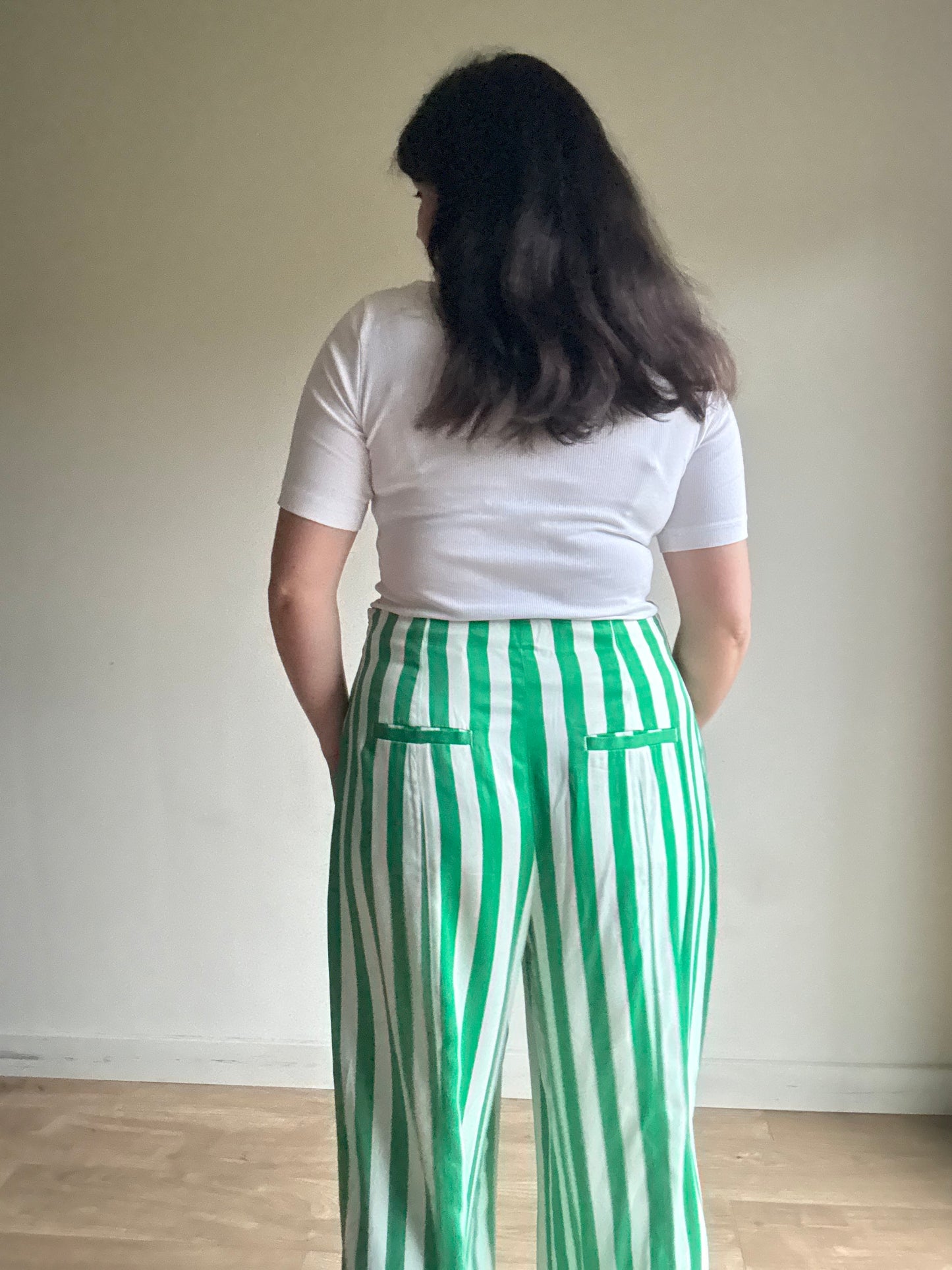 Boden Stripe Satin High Waist Trousers, 16