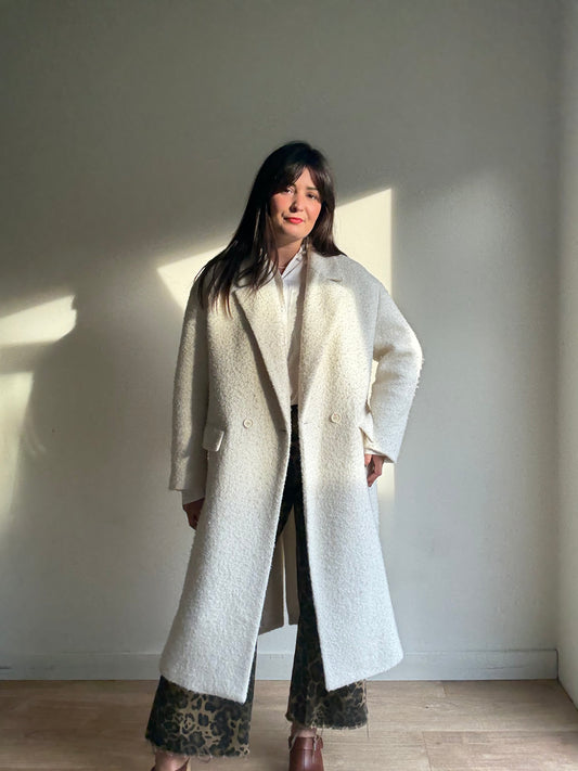 Zara Wool Mix Boucle Tailored Coat, L