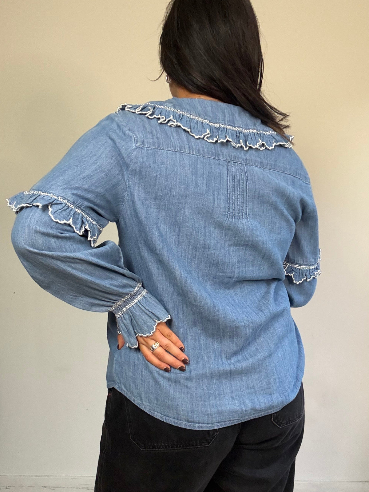 Seventy & Mochi Embroidered Denim Shirt, 12