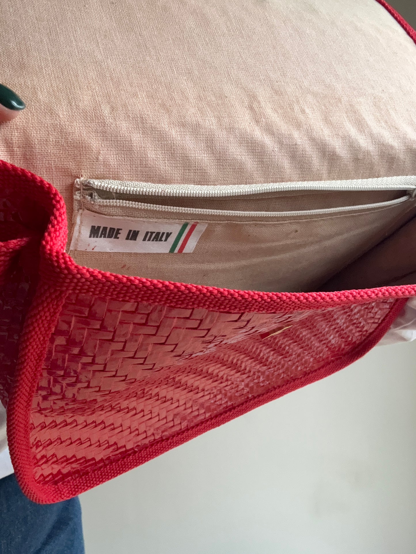 Vintage Woven Italian Crossbody Bag, O/S