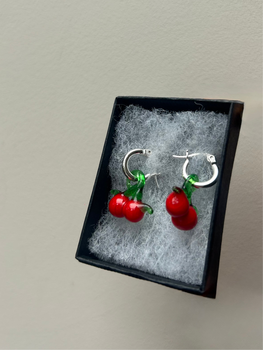 Cherry Glass Handmade Earrings