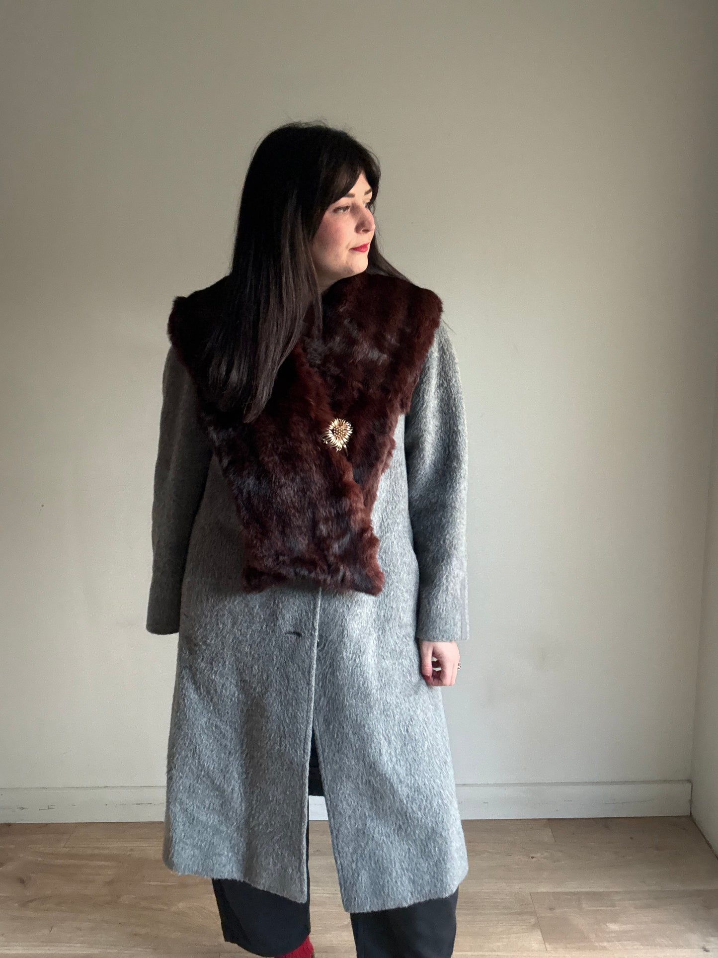 Vintage Mohair Grey Coat, Size M/L