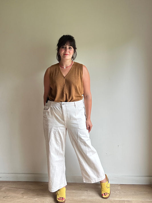 Cream White Stuff Wide Leg Crop Jeans, 18R