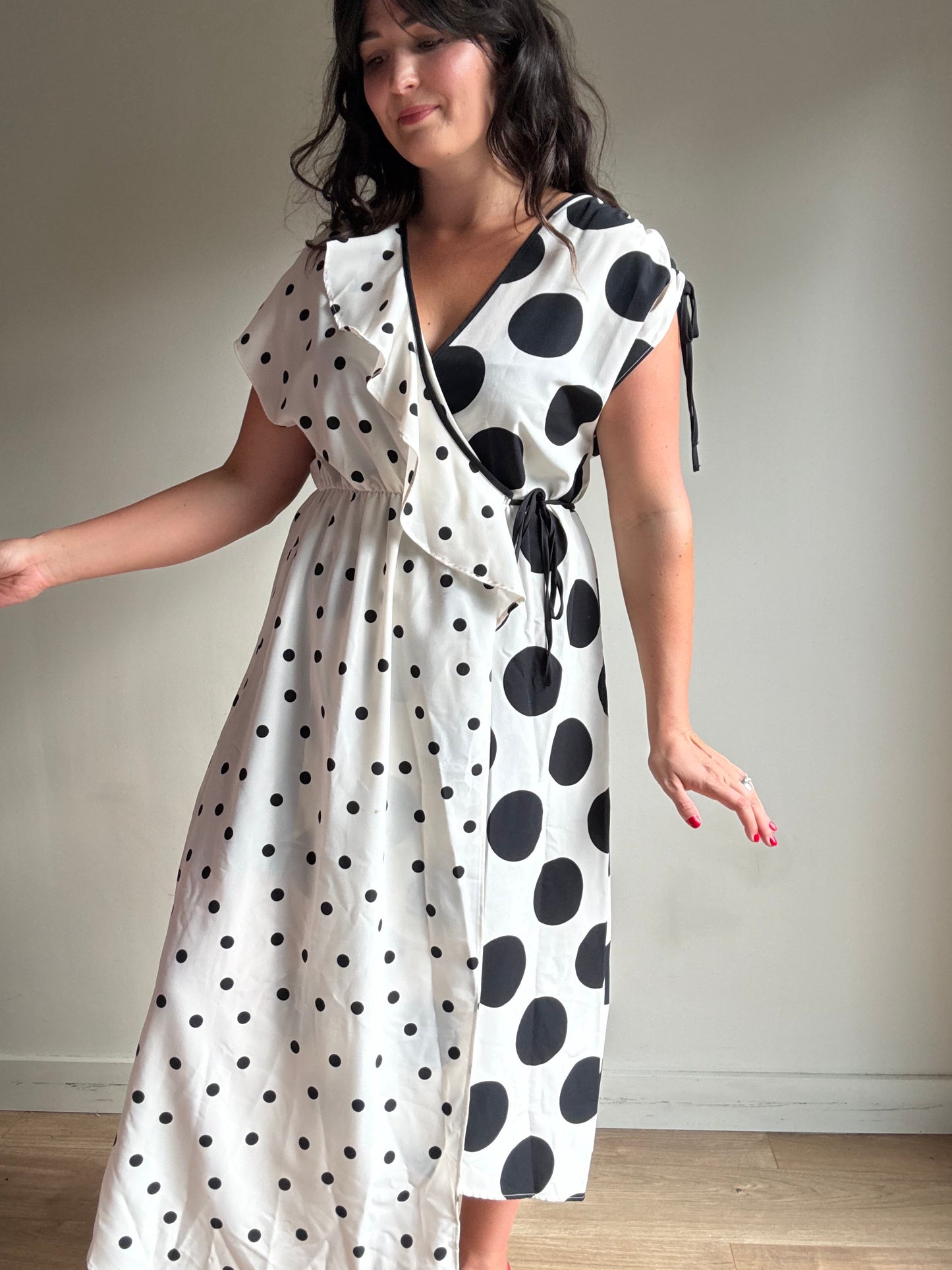 Topshop Polka Dot Contrast Wrap Dress, 16