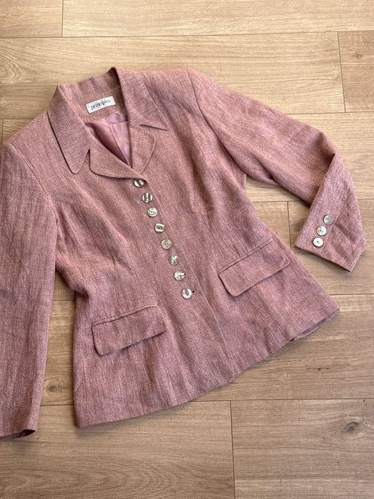 Vintage Principles Linen Statement Button Blazer, 10