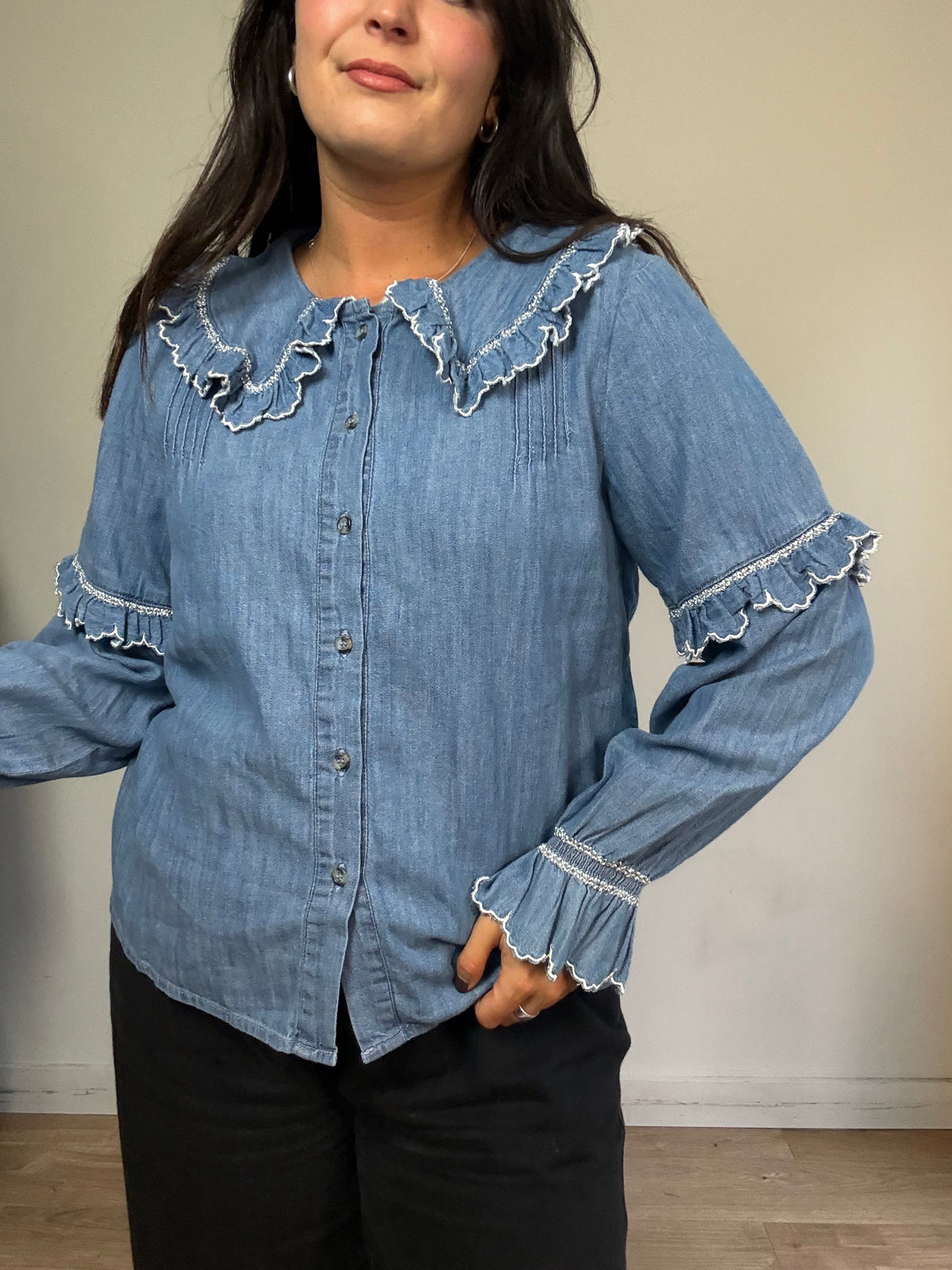 Seventy & Mochi Embroidered Denim Shirt, 12