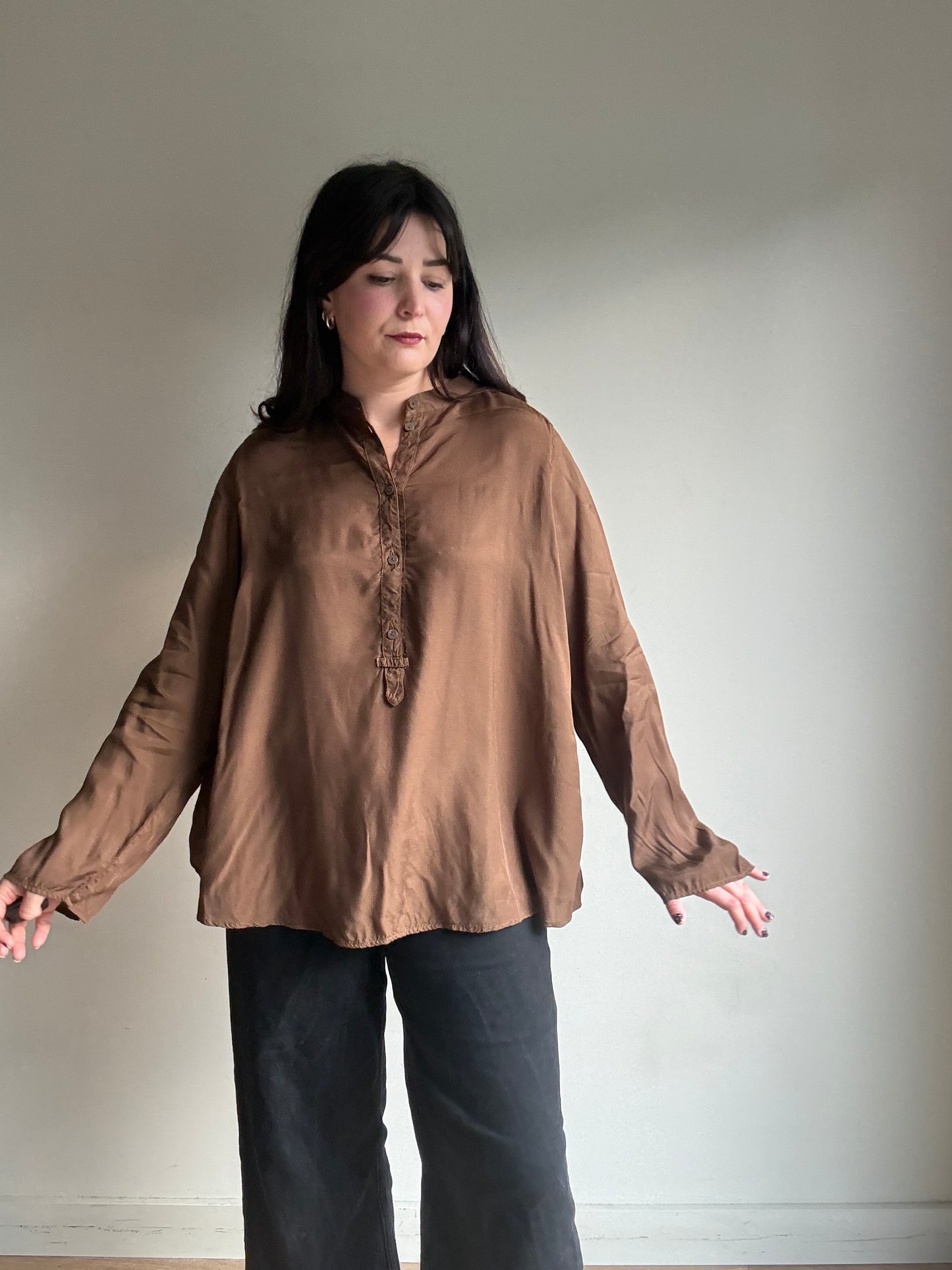 Brown OSKA Floaty Blouse, M/L