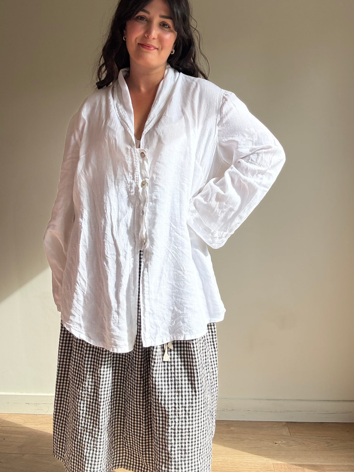 Pure Linen Loose Shirt, L
