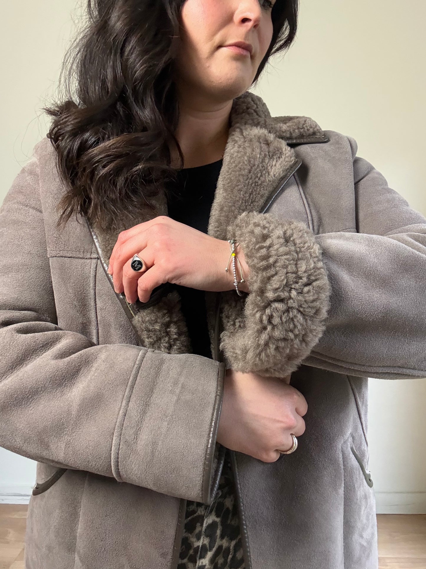 Vintage Genuine Shearling & Suede Coat, M/L