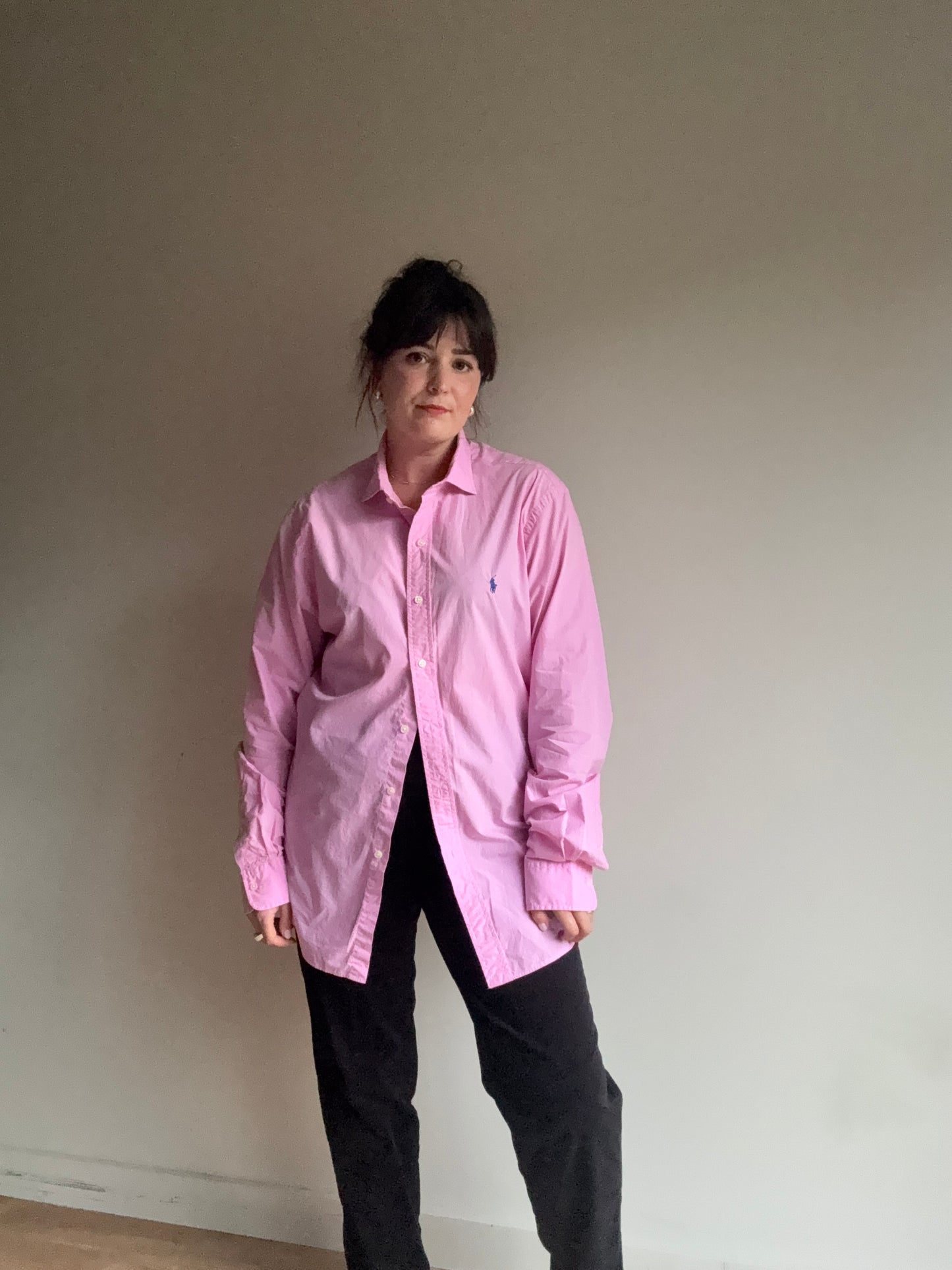 Pink & Navy Polo Ralph Lauren Cotton Classic Shirt, L