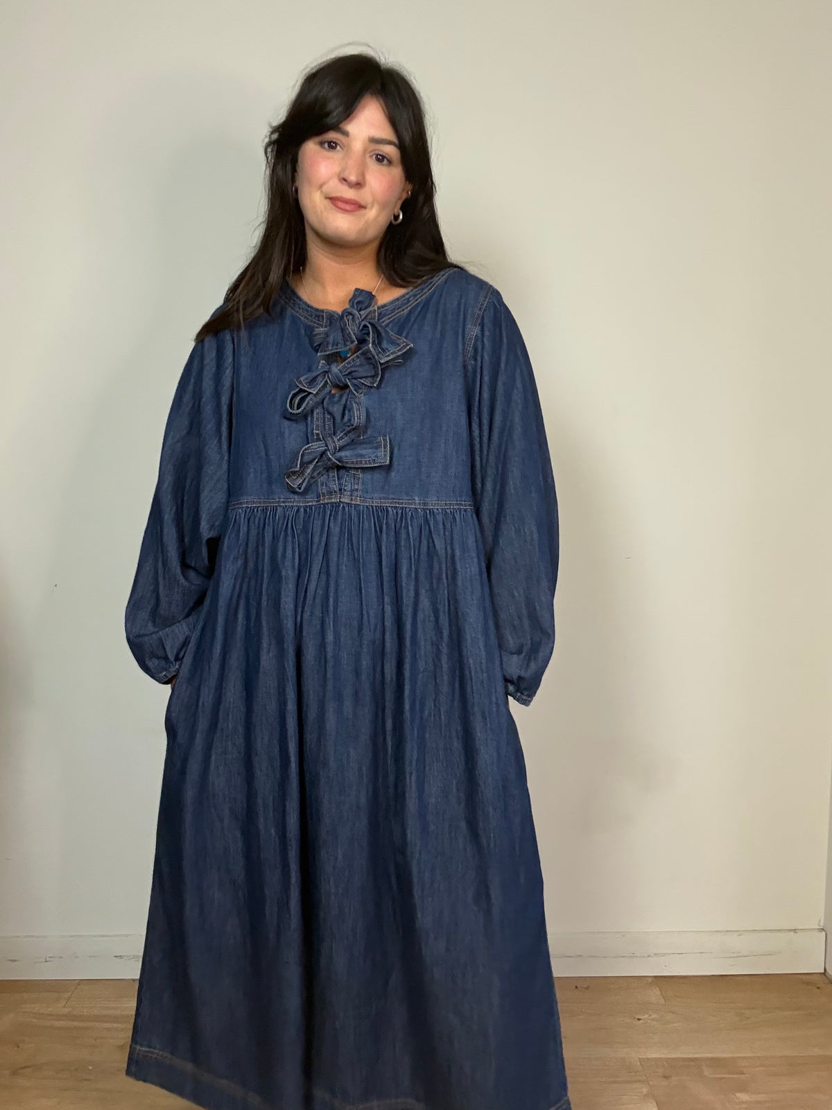 Bonte Amber Denim Tie Front Dress, 12