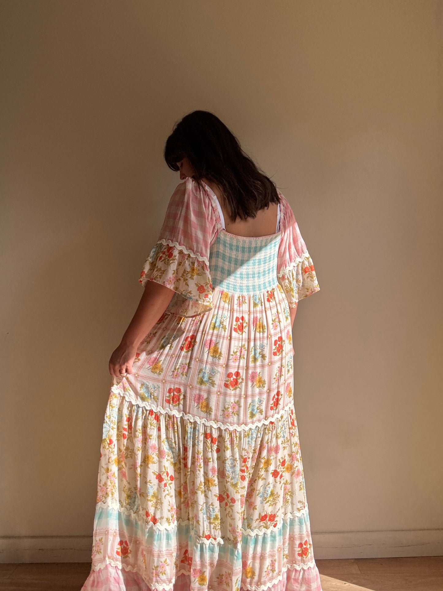 SPELL Floral and Gingham Floaty Dress, XXL