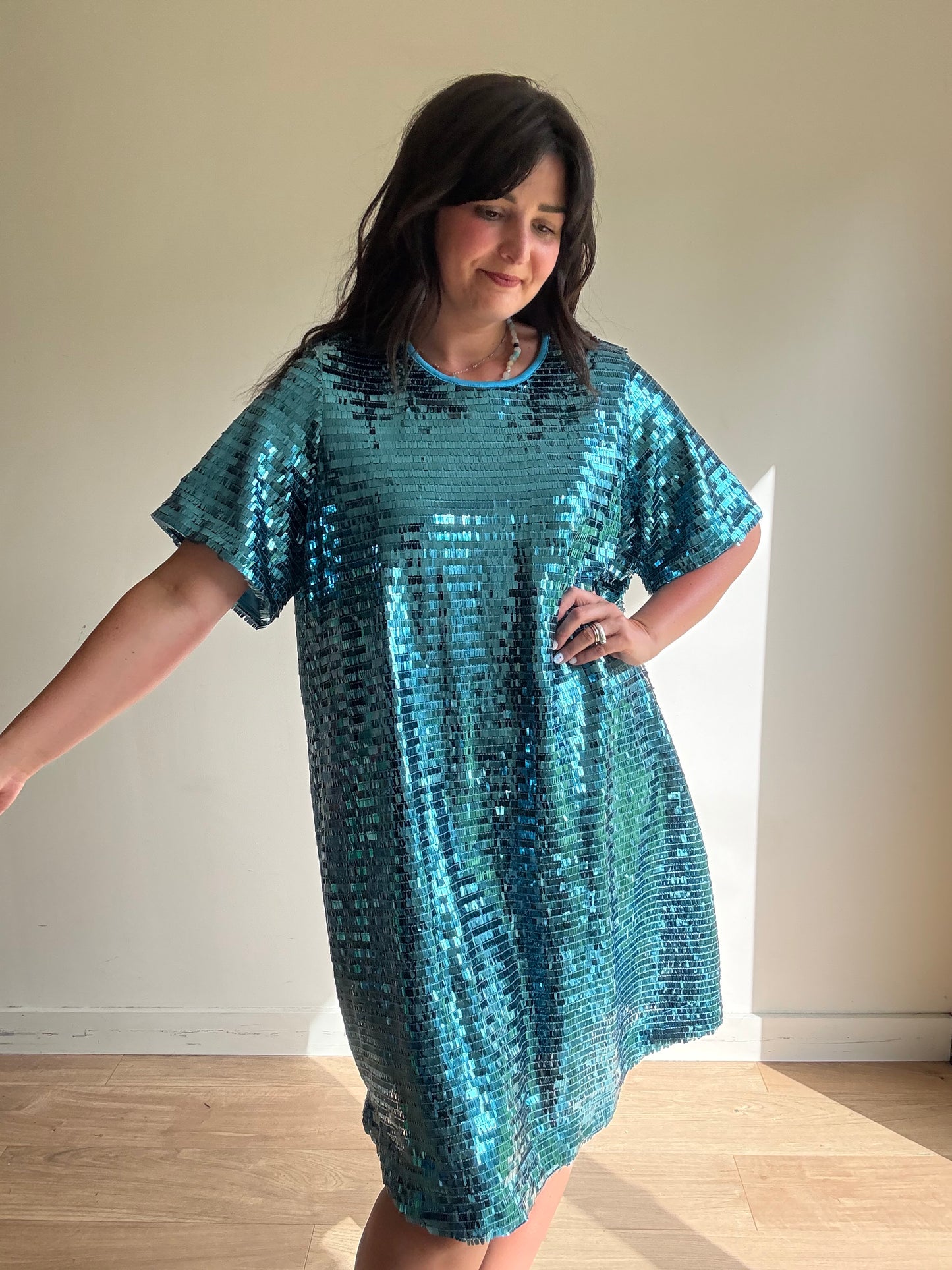 Sequin T-Shirt Dress, XL-XXL