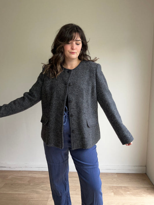 Grey Wool Button Up Jacket, 20