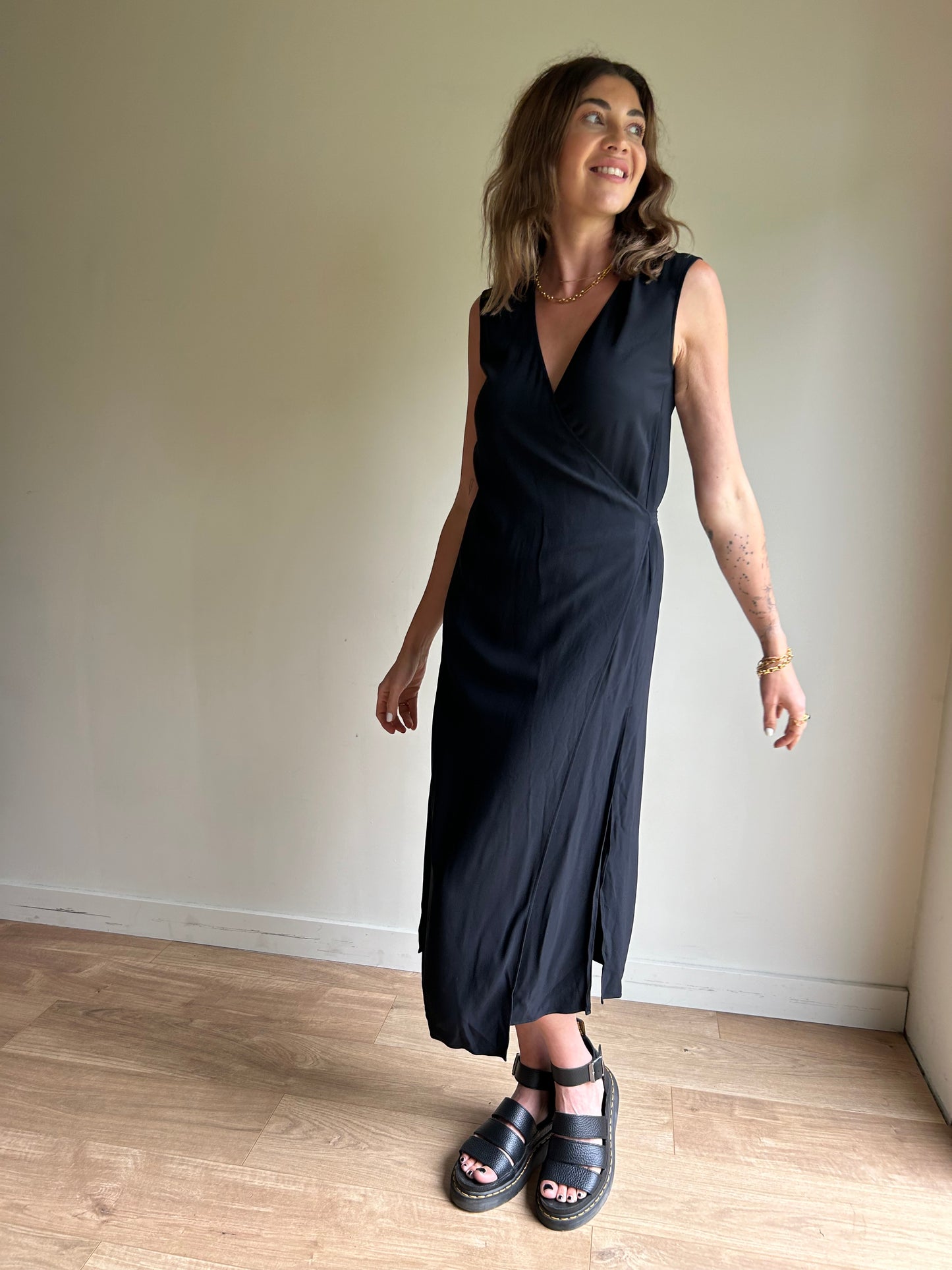 Black Helmut Lang Wrap Dress, XS