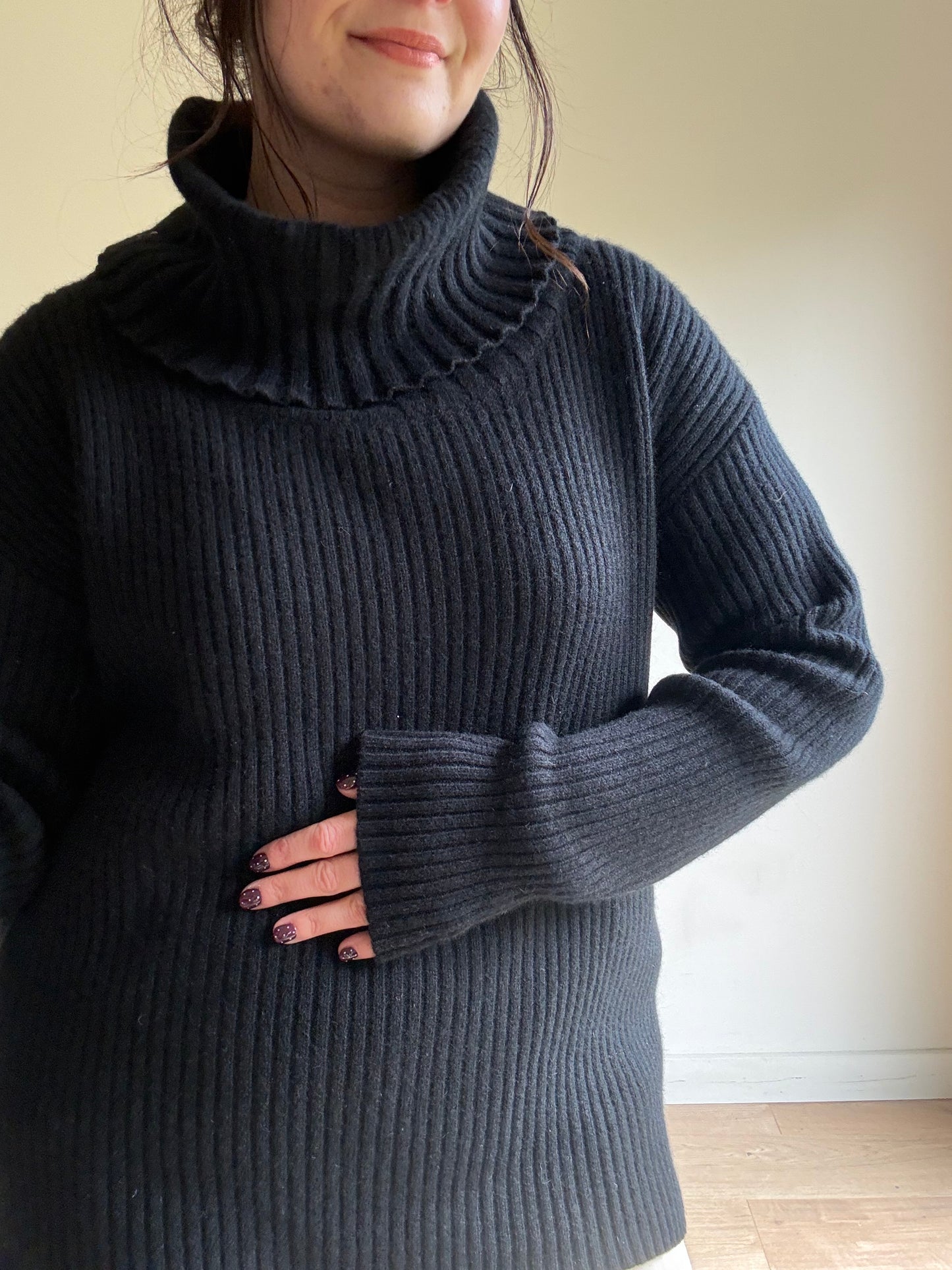 Banana Republic Cashmere Ribbed Turtle Neck Jumper, XL