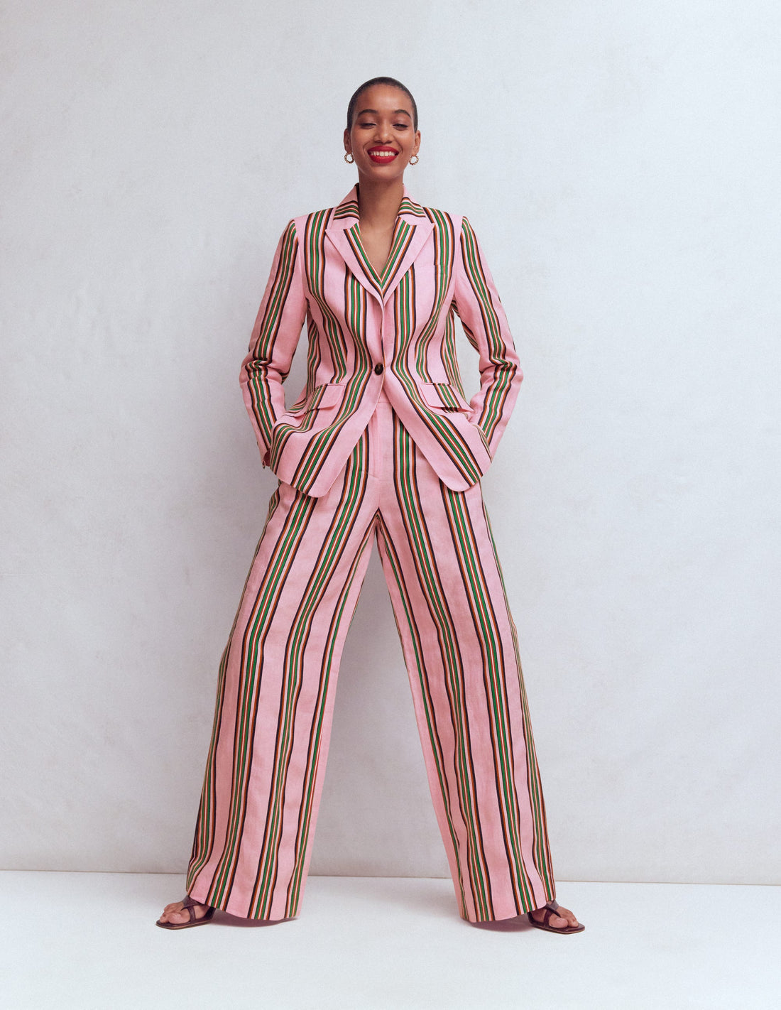 Boden NEW Stripe Linen Suit, 18R