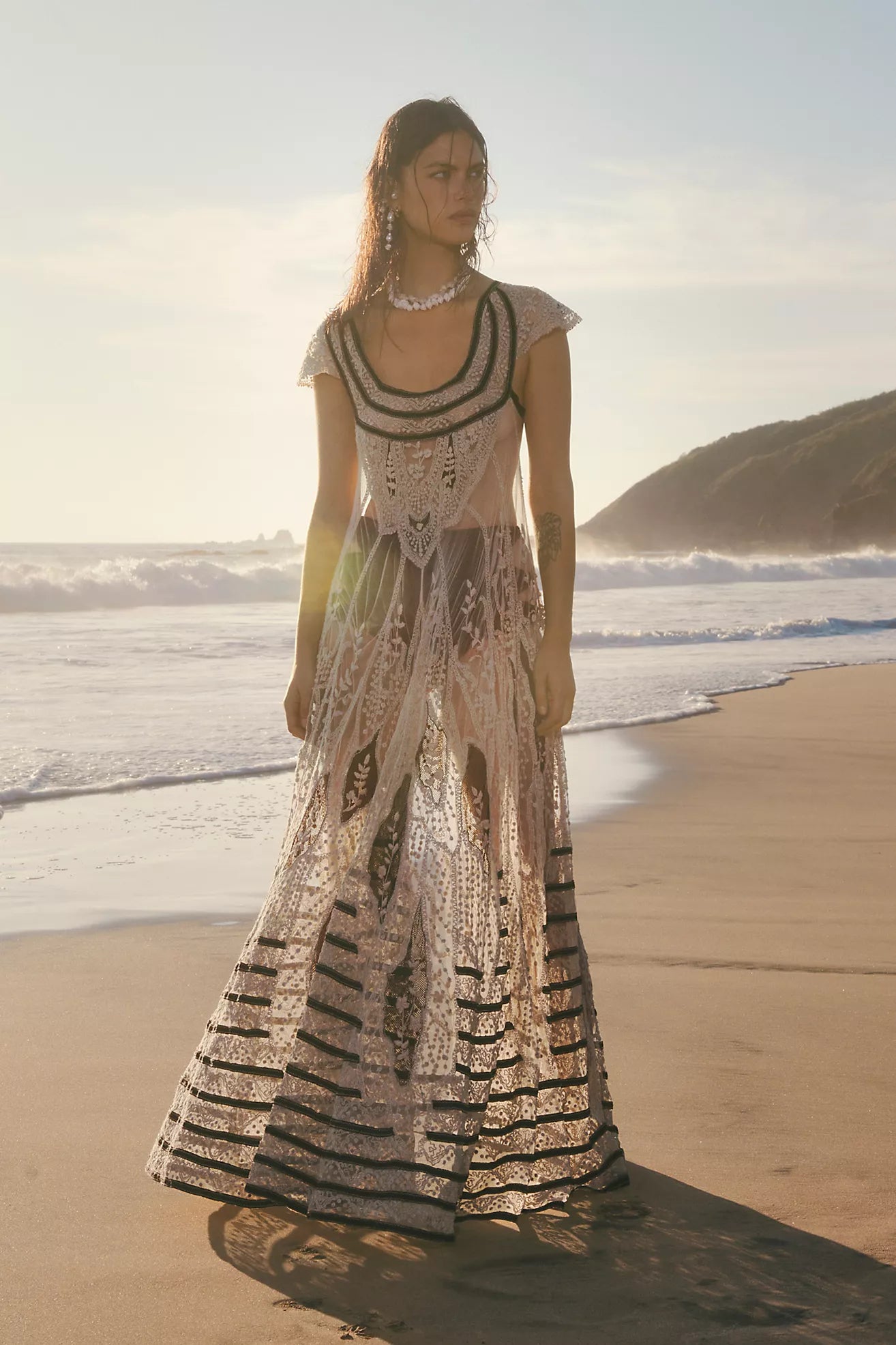 Free People NEW Ethereal Lace Embroidered Dress, XL
