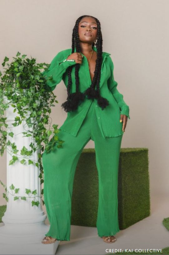 KAI Collective (Set) Plisse Shirt and Trousers Co-Ord, XL